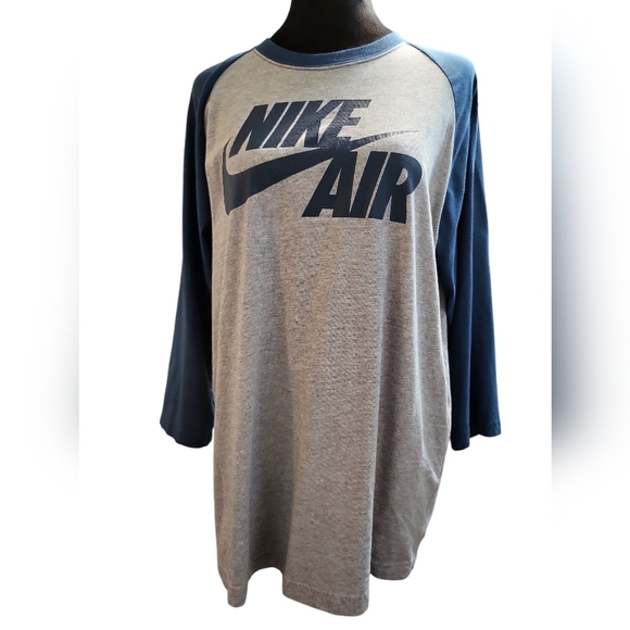Nike Air Blue Greenand Gray Raglan T-Shirt Large - Picture 6 of 12